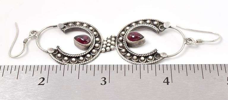 Dazzling 925 Dangle Earrings with Ruby Gemstones