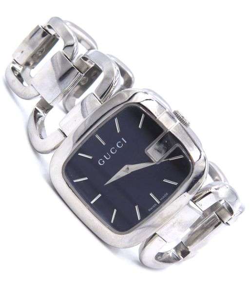 Gucci black dial stainless steel watch