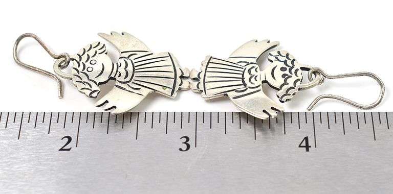 Guardian Angel Dangle Earrings in Sterling Silver