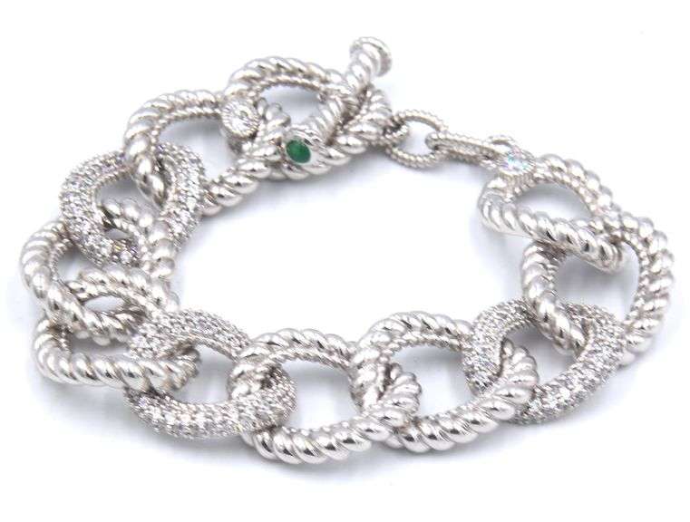 Signed Judith Ripka cubic zirconia link bracelet