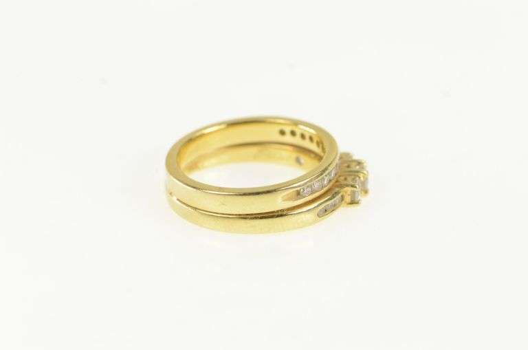 14K Yellow Gold 0.50 Ctw Diamond Engagement Bridal Set Ring