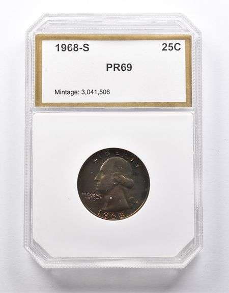 PR69 1968-S Washington Quarter PCI Crazy Toning