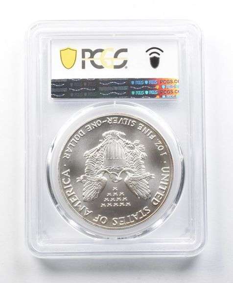 MS69 1992 American Silver Eagle PCGS Yellow/Red Peripheral Toning