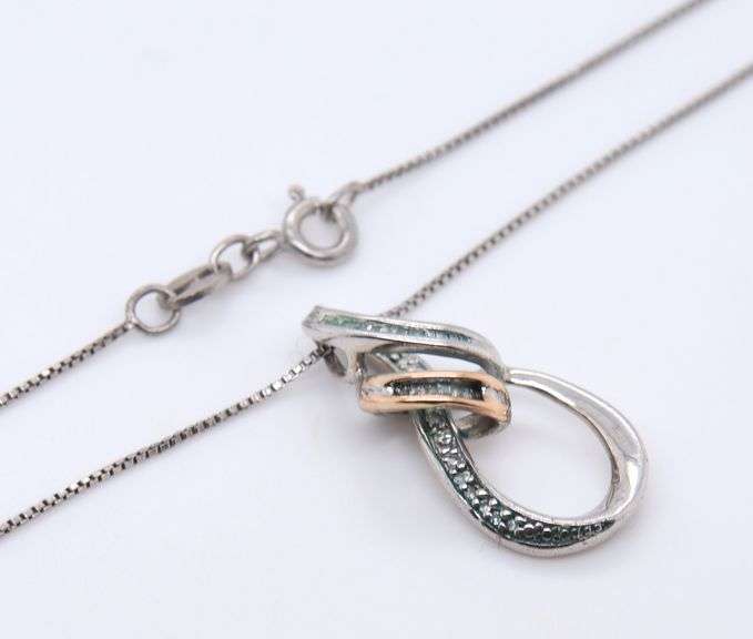 Sterling Silver Cubic Zirconia Pendant on Chain Necklace