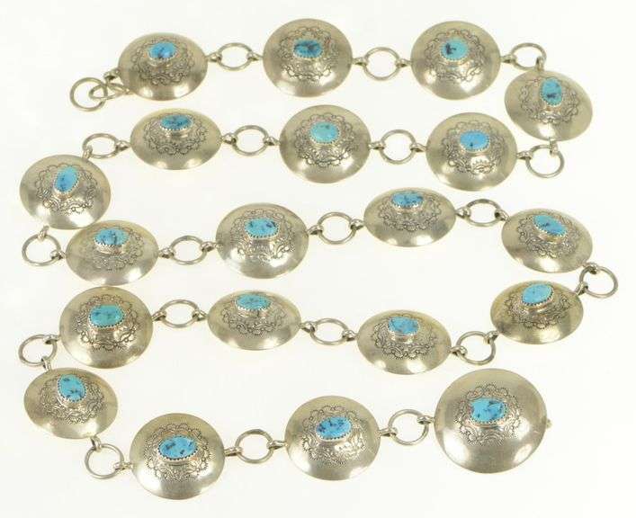 Sterling Silver Turquoise Southwestern Ornate Belt