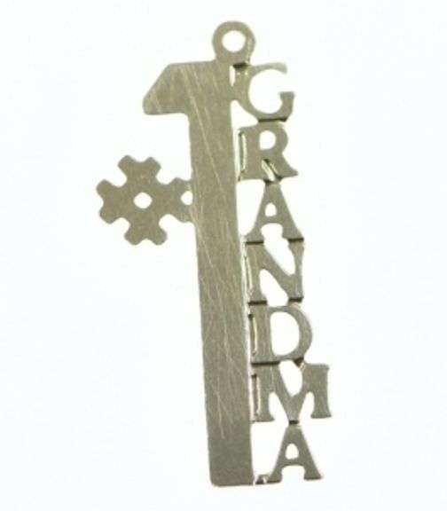 14K Yellow Gold #1 Number One Grandma Word Cut Out Charm/Pendant