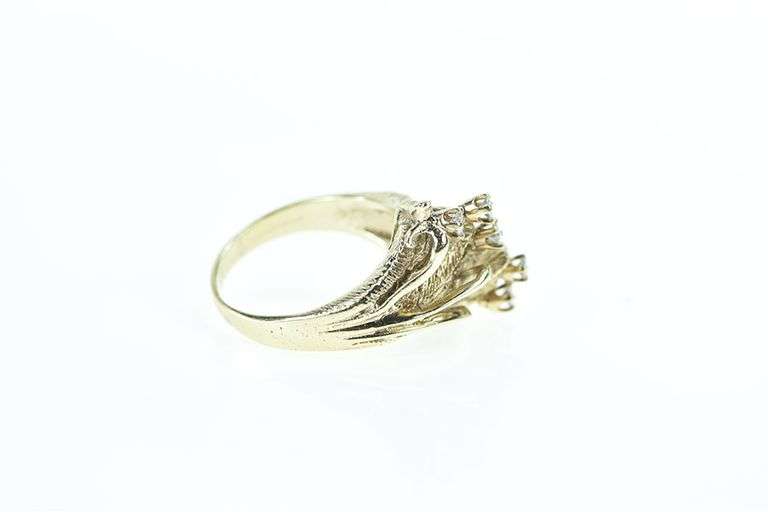 14K Yellow Gold Vintage Diamond Curvy Graduated Ring