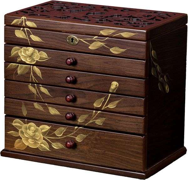 Hand-Painted Blossoms Vintage Jewelry Box