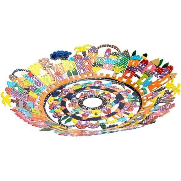 Artist Yair Hand-Painted Metal Fruit Bowl
