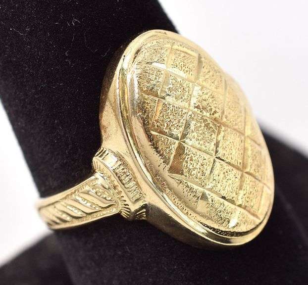 Shiny 14K Yellow Gold Texturized Ring