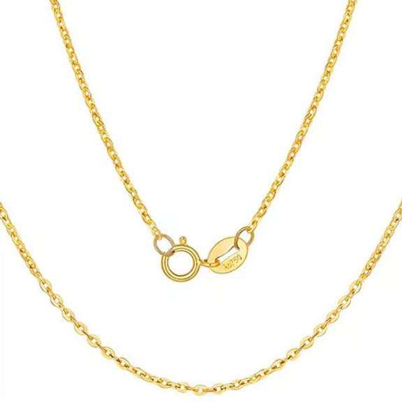 18 INCHES 18KT SOLID YELLOW GOLD CABLE NECKLACE