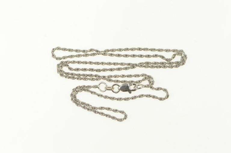 14K White Gold 1.5mm Rolling Rope Twist Link Chain Necklace