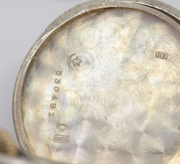 Rare 1908 Gala Swiss-Made .8 Silver Niello Pocket Watch