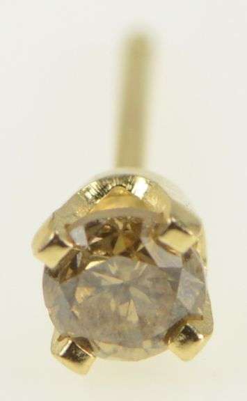 14K Yellow Gold Diamond Solitaire Classic Single Stud Earring