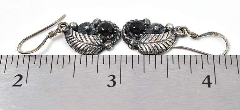 Sterling Silver Dangle Earrings with Black Onyx Gemstone