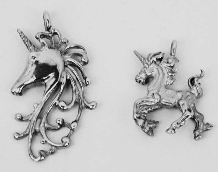 2 Sterling Silver Unicorn Pendants