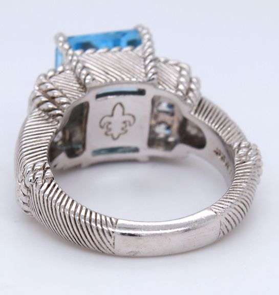 Judith Ripka Swiss blue topaz stone ring