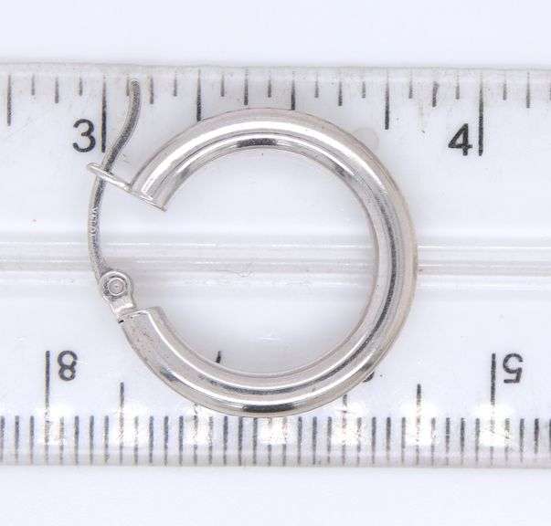 14kt White gold small hoop earrings