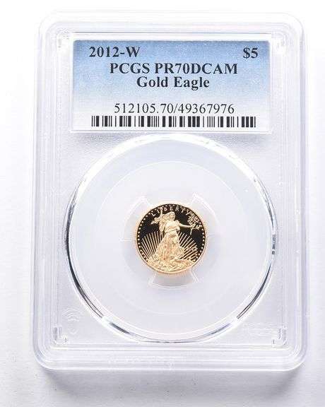 2012-W $5 American Gold Eagle 1/10 Oz Gold PR70 DCAM PCGS