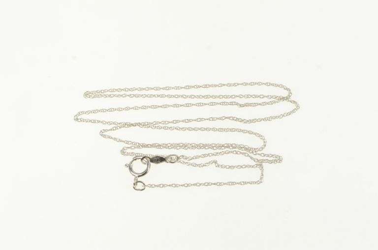 10K White Gold 0.6mm Rolling Cable Link Vintage Chain Necklace