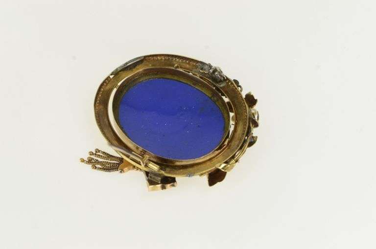 14K Yellow Gold Victorian Painted Lady of the Harvest Pin/Brooch