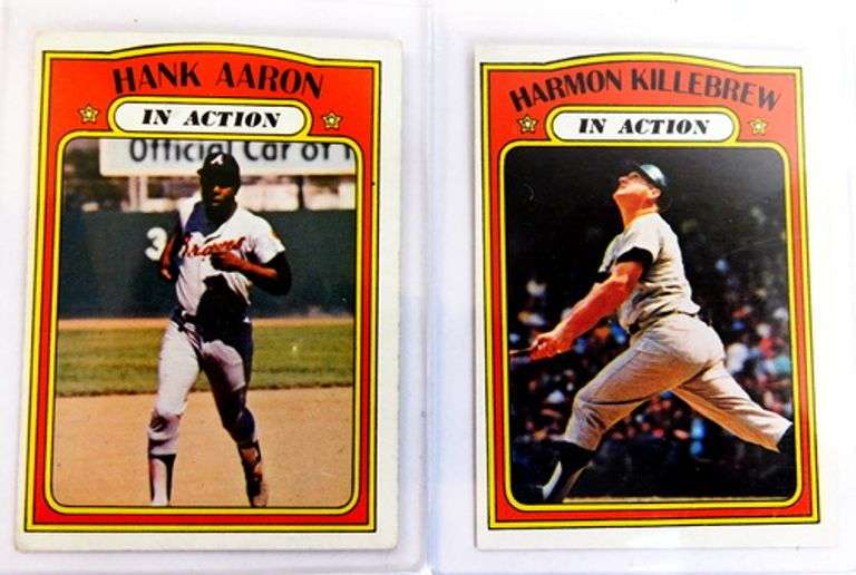 Aaron & Killebrew 1972 Topps in Action Baseball Cards