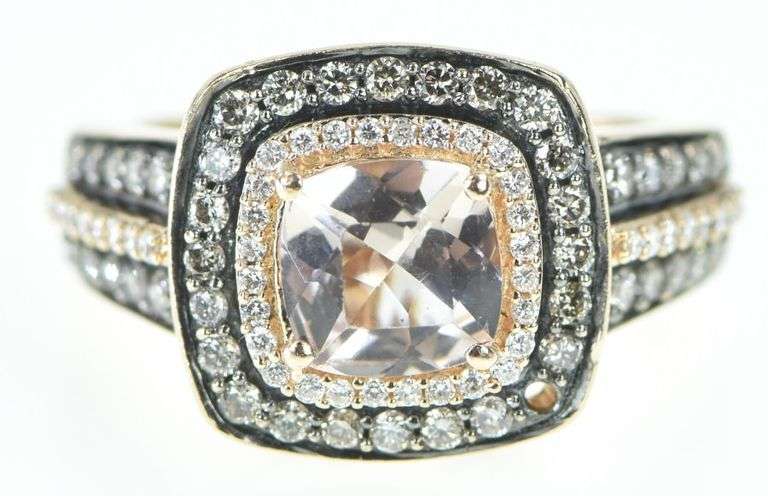 14K Rose Gold 2.14 Ctw LeVian Morganite Diamond Halo Ring