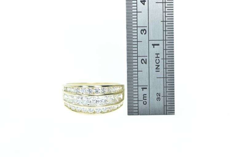14K Yellow Gold Graduated CZ Channel Statement Band Ring
