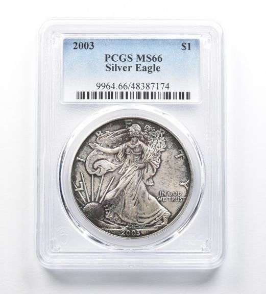 MS66 2003 American Silver Eagle PCGS Beautiful Blue/Purple Toning
