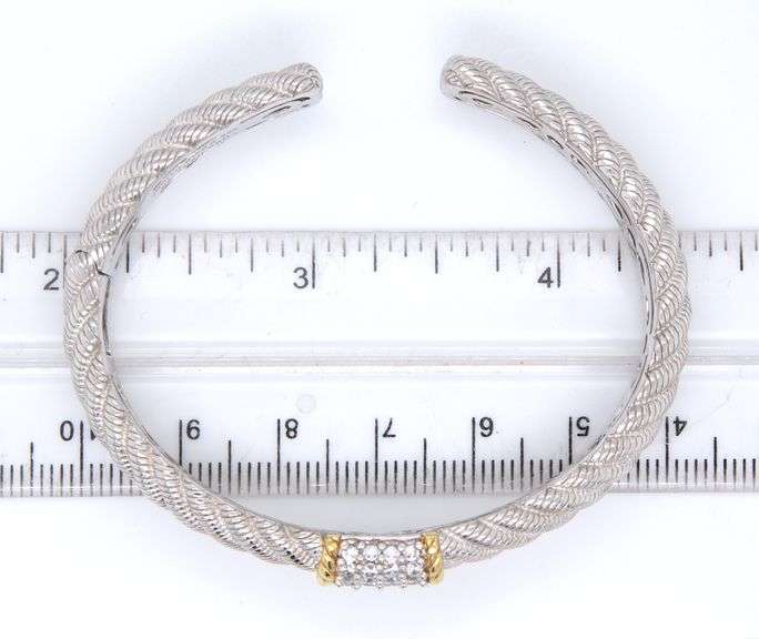 Judith Ripka 925 sterling silver cubic zirconia cuff bangle