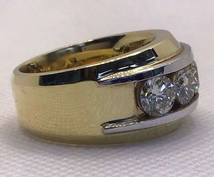 4.5 CTTW! 14K White & Yellow Gold Diamond Ring with 5 Giant Brilliant-Cut Diamonds