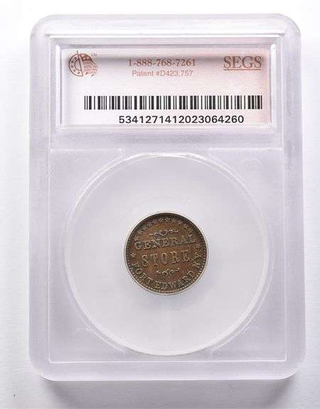 AU55 1863 Civil War Token Harvey & Co SEGS
