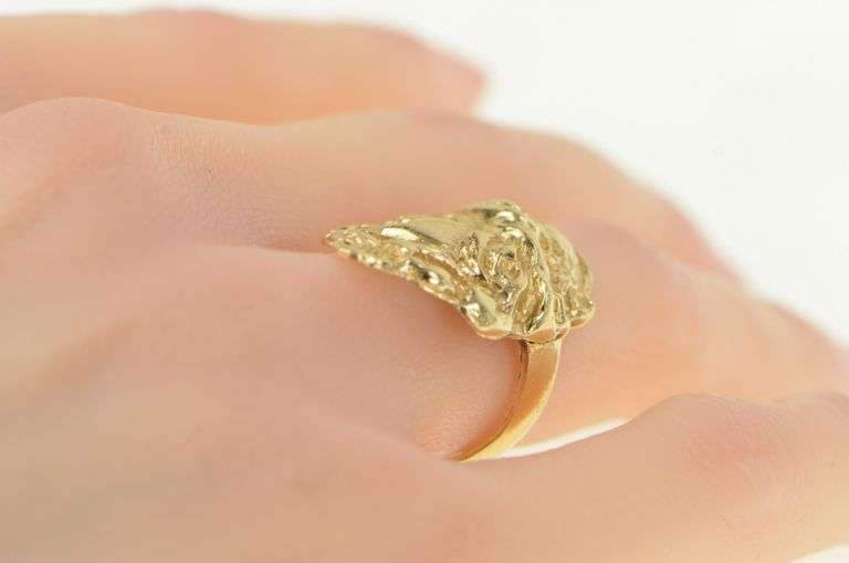 14K Yellow Gold Art Nouveau Diamond Haired Lady Ring