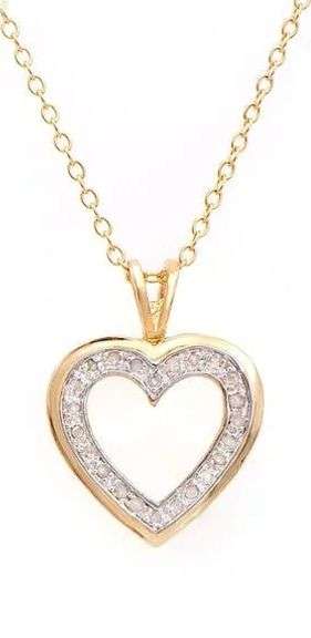18 Kt Tri-Layered Yellow Gold Plated Natural Diamond Heart Pendant