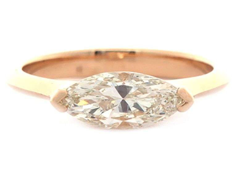 1.03ct Marquise Cut Diamond East West Solitaire Ring in 18K