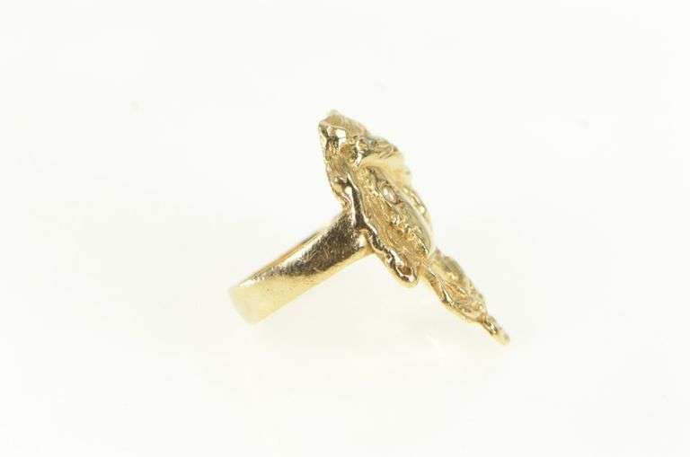 14K Yellow Gold Art Nouveau Diamond Haired Lady Ring