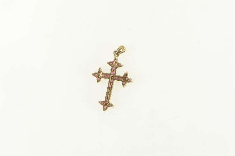 Sterling Silver Ruby Diamond Accent Cross Christian Pendant
