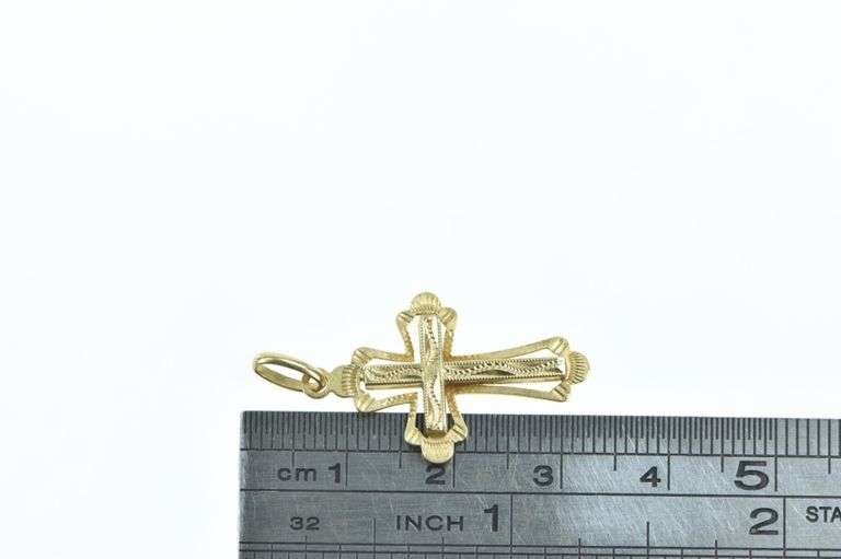 18K Yellow Gold Cross Christian Faith Symbol Religious Charm/Pendant