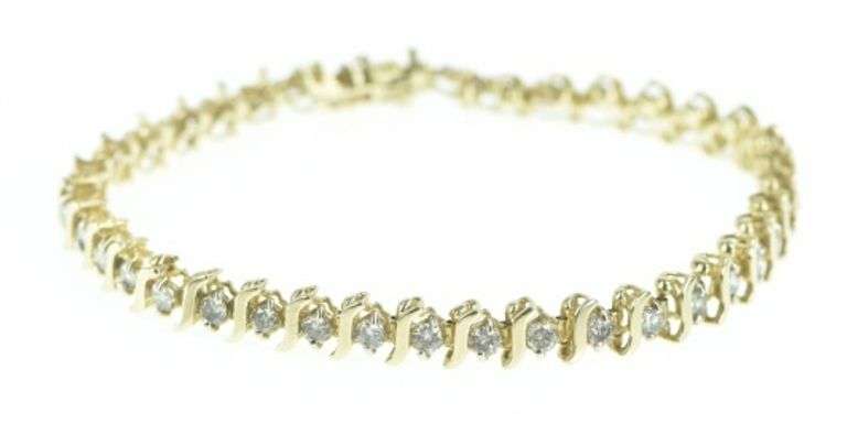 10K Yellow Gold 2.50 Ctw Classic Vintage Diamond Tennis Bracelet