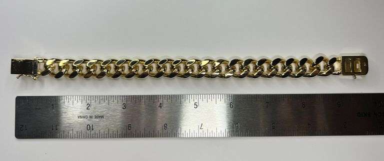 Huge 90 Gram 14 Kt Gold Plate Curb Link Bracelet SA32R