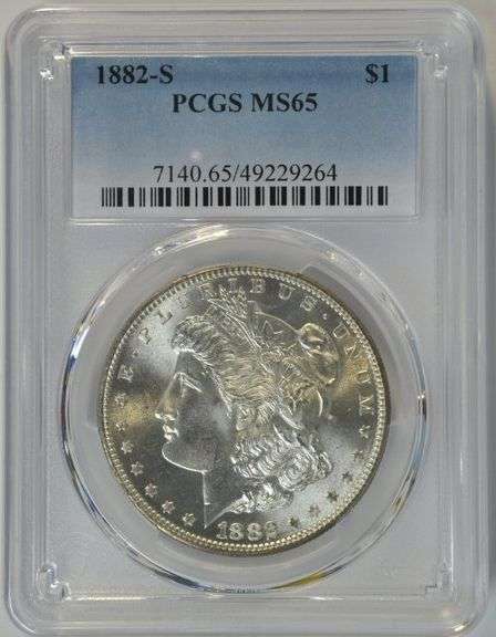 Gorgeous Gem BU 1882-S Morgan Silver Dollar. PCGS MS65