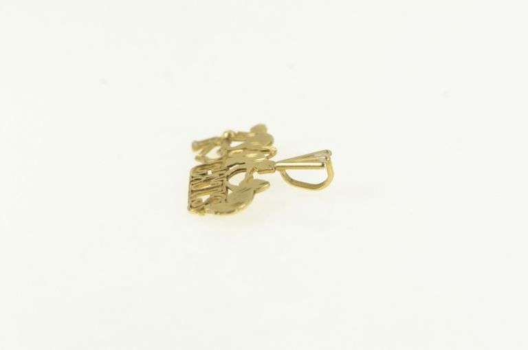 14K Yellow Gold I Love Cats Kitty Cats Kittens Playing Pendant