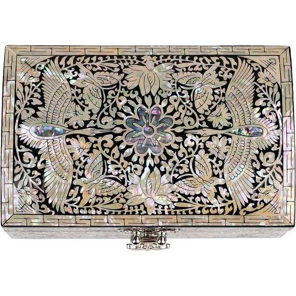 Handcrafted Mountain Mother of Pearl Trinket Box