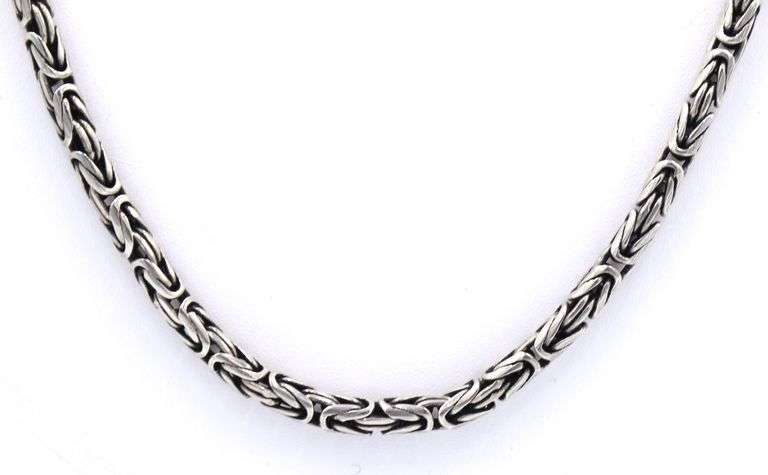Vintage 925 sterling silver Byzantine chain necklace