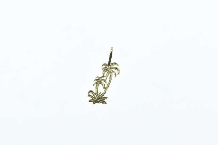 14K Yellow Gold Palm Tree Beach Ocean Motif Charm/Pendant