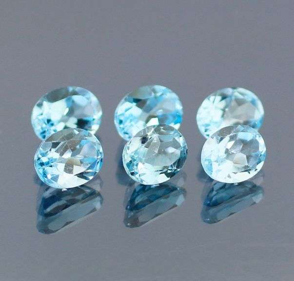 Matched! 6 piece 14.65ct full fire sky blue Topaz set