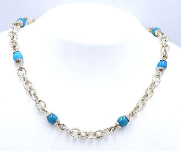 925 Sterling silver Signed Turquoise necklace