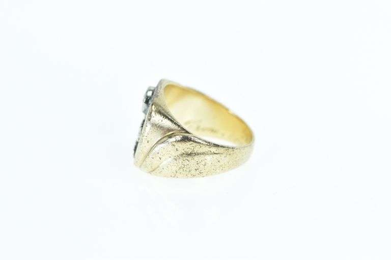 14K Yellow Gold Art Deco G T Monogram Diamond Initials Ring