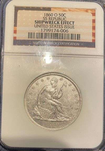 1860 O SS Republic Shipwreck Effect Seate Half