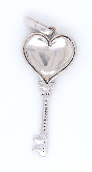 925 Sterling silver diamond key pendant